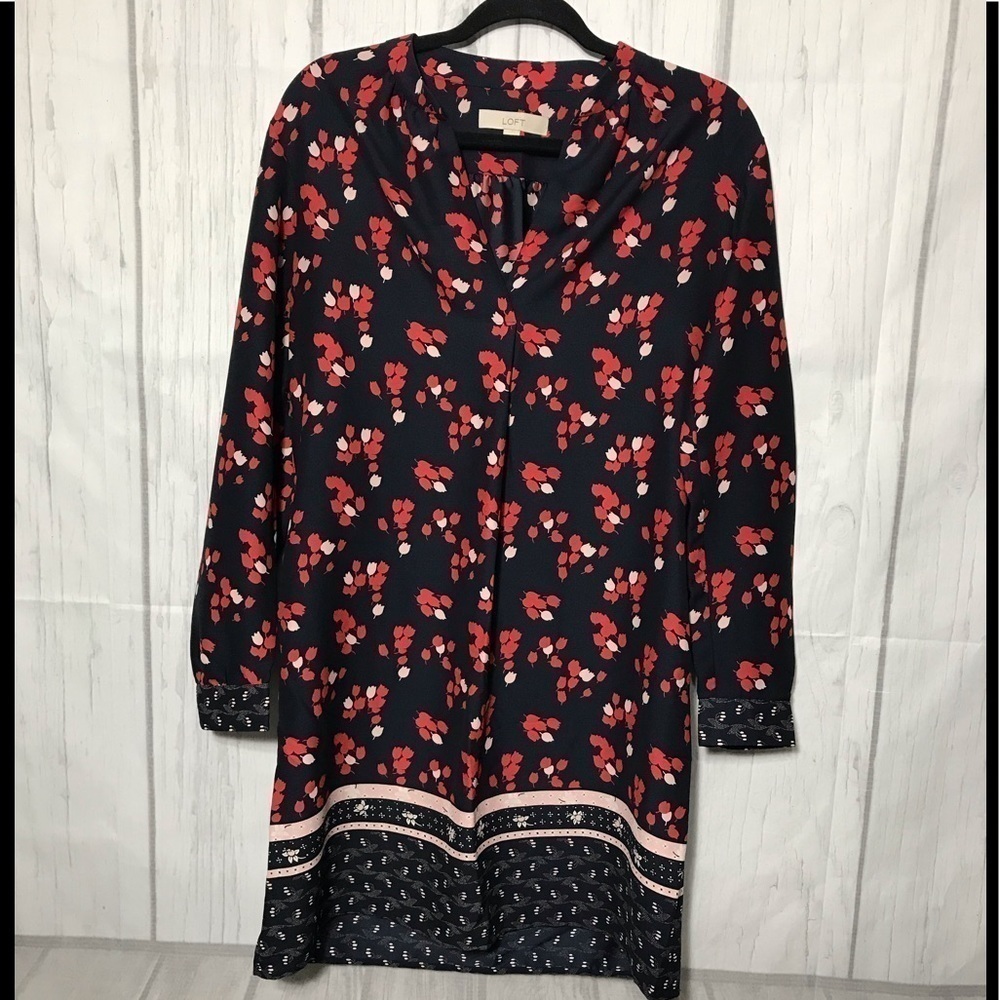 Loft long sleeve floral print dress size Small D23